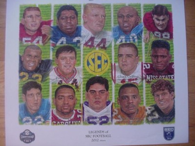 2012 SEC Legends Poster-Pat Summerall/Peerless Price/David Greene/Kevin Mawae