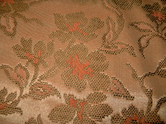 Vintage retro upholstery tapestry brocade fabric coral floral hard to find NOS