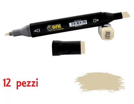 Set 12 Pz Pennarelli Doppia Punta Scuola Disegno Colore 26 Pesca Pastello dfh
