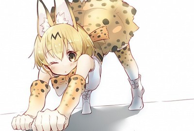 Anime serval kemono friends multi colored bow Playmat Gaming Mat Desk 10967