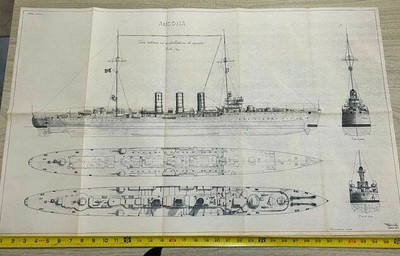 Blueprint Style World War 2 German Submarine 12 tall x 27 wide Art Print
