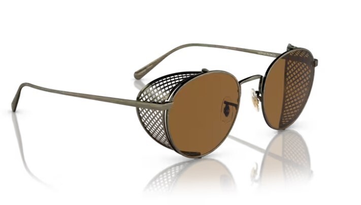 Pre-owned Oliver Peoples 0ov1323s Cesarino-m 528453 Antique Gold/true Brown Sunglasses