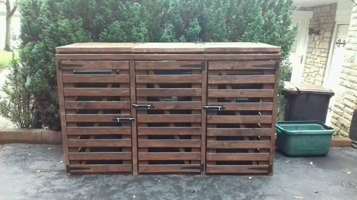 wooden wheelie waste garden recycling bin storage unit