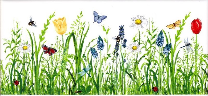 BordÃ¼Re 15x7cm Dekor Sommer Blumen Wiese Schmetterling (Summer Flowers Butterfly