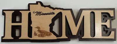 Minnesota Home Word Art Decorative Sign - Loon