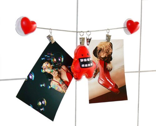 Herz Foto Magnetseil Fotoseil Stahlseil Fotogalerie Fotohalter Kartenhalter rot