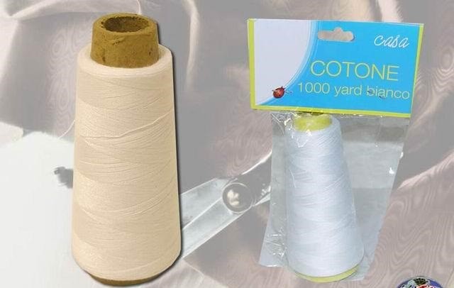 Cono Bobina Cotone Bianco 1000 Yard Cuciro Cucire Sarto dfh