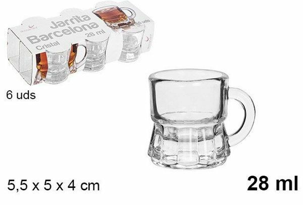 Set Servizio 6 Pezzi Bicchieri Bicchierini Vetro Barcelona 28ml Amaro Caffè dfh
