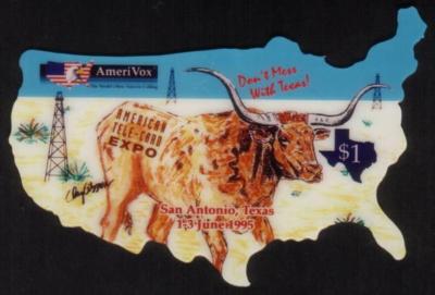TK 163b Amerivox Die-Cut USA Map American Tele-Card Expo San Antonio, Texas 6/95