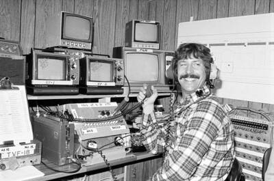 Robert Bob Stenner with Sports technical equipment at the Daytona - Old Photo
