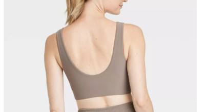 All In Motion Women's Everyday Soft Medium Support Longline Sports Bra, M Taupe