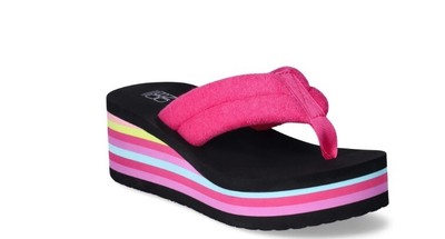 No Boundaries Womens Mid-Heel Platform Thong Wedge Sandals Multi Color Sz 7