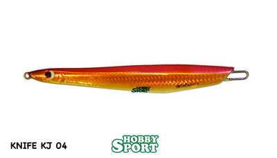 VERTICAL JIG KNIFE 120 GR COL. KJ04 ORANGE HOLO   PINK TRACK LINE PESCA CERNIA