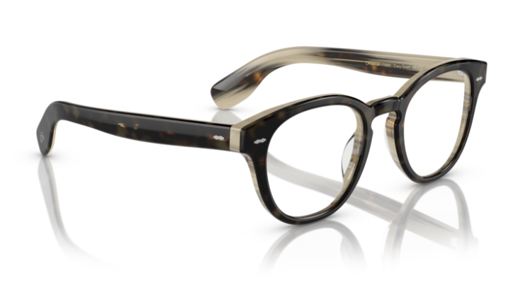 Pre-owned Oliver Peoples 0ov5413f 1666 Black Havana Round 48mm Men's Eyeglasses In Clear