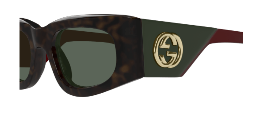 Gucci GG1663S 001 Black/Havana/Grey Square Women's