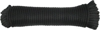 3/16 inch Black Dacron Polyester Rope - 100 Foot | Solid Braid - Indus