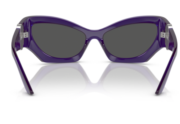 Pre-owned Versace Ve4450 541987 Violet/dark Grey Cat-eye Women's Sunglasses In Gray
