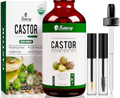Kanzy Organic Castor Oil for Eyelashes and Eyebrow Growth 100ml Cold Pressed