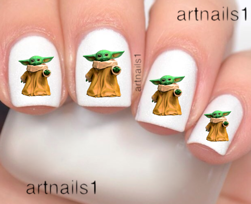 Star Wars Baby Yoda Mandalorian Nail Art Grogu Water Decals Mani Salon Polish