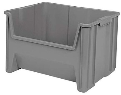  13017 Stak-N-Store Heavy Duty Stackable Open Front Plastic Storage Gray