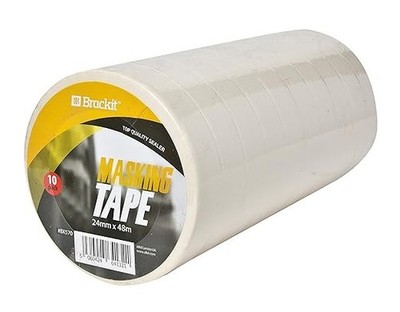 brackit Easy Removal White Masking Tape 10 Rolls Bulk Bundle 24mm x 48m