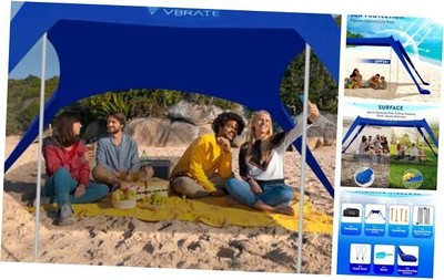 Beach Tent Sun Shelter - UPF50 Beach Canopy Portable Sun Navy Blue (7x7FT)