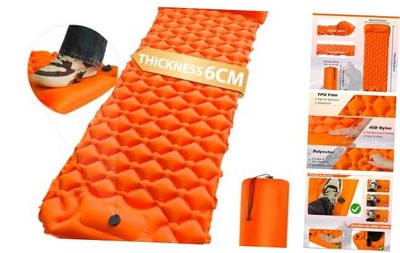 Sleeping Pad for Camping Ultralight Camping Mat with Pillow Built-in Orange