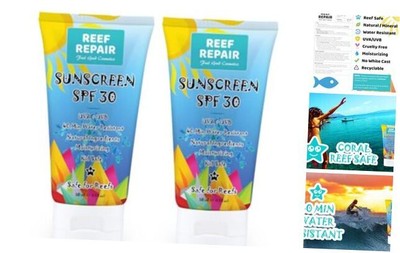 Reef Safe Sunscreen (2 Pack) - Natural, Travel 1.7 Fl Oz (Pack of 2) SPF 30