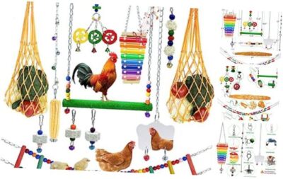 12PCS Longer Chain Chicken Toys for Coop Accessories,Xylophone Multicolor-12PCS