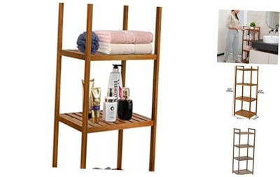  Teak Wood Bathroom Shelf Organizer Stand, Standing Shelves Shower Caddy 