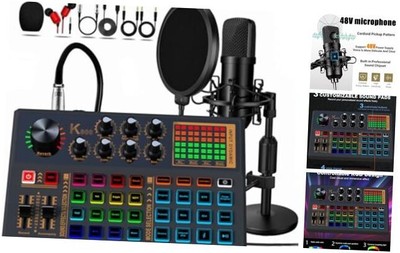 Podcast Equipment Bundle, 48V Condenser Microphone Bundle with 3 Custom Sound 
