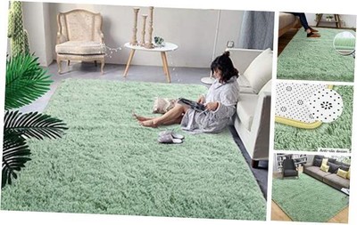  Fluffy Rugs for Bedroom,3'X5' Upgrade Furry Carpet for Kids 3 ft x 5 ft Green