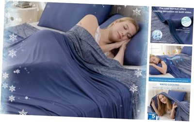 Cooling Blanket for Hot Sleepers Twin Size, Q-Max 0.5 Cold 60''x80'' Navy Blue