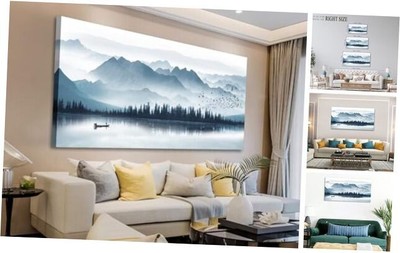  Indigo Canvas Wall Art Misty Mountain 20.00'' x 40.00'' Indigo Mountain Lake