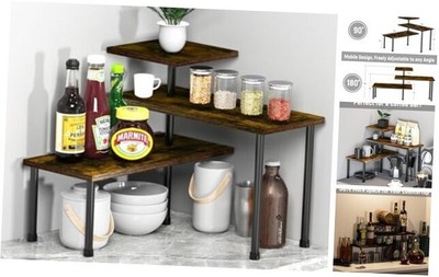 Countertop Organizer Kitchen Corner Shelf 3 Tier Moveable Coffee Bar Tea 