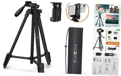 PHOPIK Lightweight Phone Tripod 55-Inch, Video Tripod with 360 Panorama and