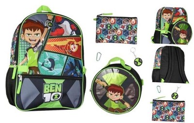  Ben 10 Omnitrix Aliens 5pc School Travel 16'' Backpack Set Lunch Box Pencil 