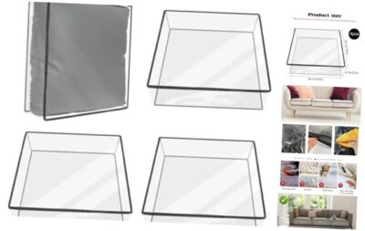 4 Pcs Plastic Sofa Seat Cushion Covers Clear PVC Waterproof Sofa Black Edge