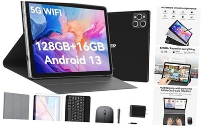 Android Tablet 10 Inch, 2024 Newest Android 13 Tablet, 128GB Storage+16GB Black