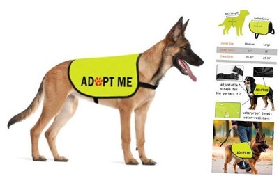  Dog Jacket Vest, Premium Composite Cloth, Medium, Adopt Me, 25-40 Adopt me M