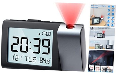 Projection Alarm Clock for Bedroom: Digital LCD Clock with Temperature Date 
