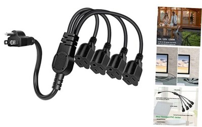 1 to 4 Power Extension Cord Y Splitter, 3-Prong Heavy Duty Indoor Outdoor 