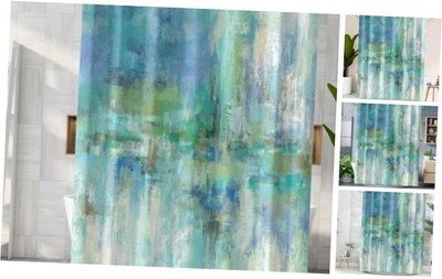  Shower Curtain - Modern Painting Abstract Shower Curtains with Hooks, Green