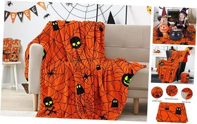 Fall Halloween Blanket Halloween Throw Blankets and Throws Fall Boo-orange Webs