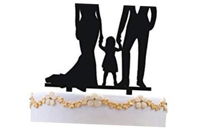 Family cake topper,bride and Groom with their little girl(daughter) 