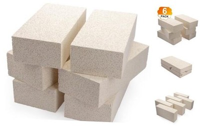 6 Pieces Insulating Fire Brick for Ovens, Kilns, Blacksmith, Fireplaces, 