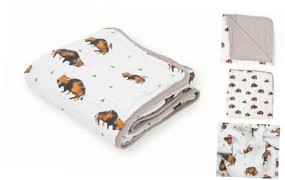– Cotton Muslin Quilt Blanket | 100% Cotton | Super Soft | 47"x47" Bison