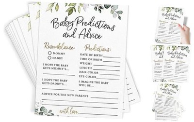  Baby Predictions & for New Parents   Baby Shower Game, Wishes for Advice Cards