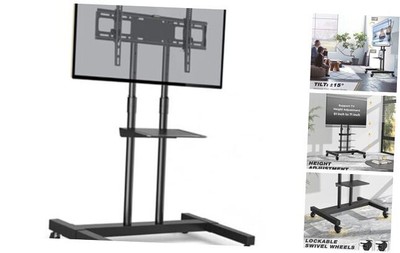  Mobile TV Stand Rolling TV Cart Floor Stand with Mount on Lockable BLACK