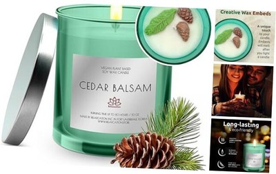 Natural Soy Wax Candle in Glass Jar | Luxury CEDAR BALSAM Scented Cedar Balsam